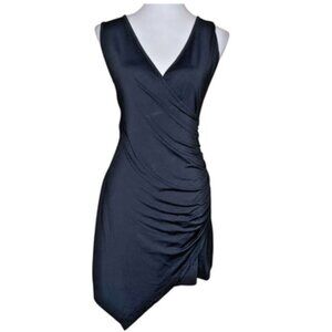 Gracyoga Black Ruched Asymmetrical Wrap Bodycon Dress Size XL